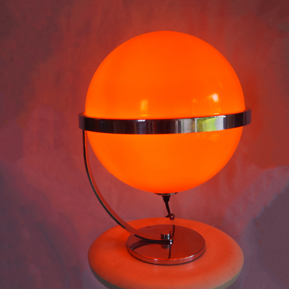 Guzzini-Style Orange Globe Table Lamp