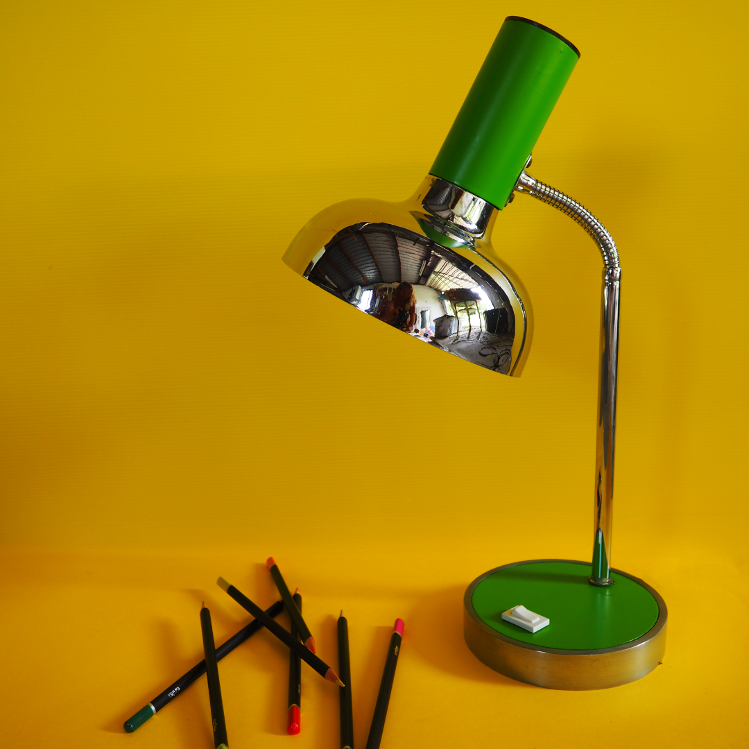 Mid-Century Chrome and Green Desk Lamp