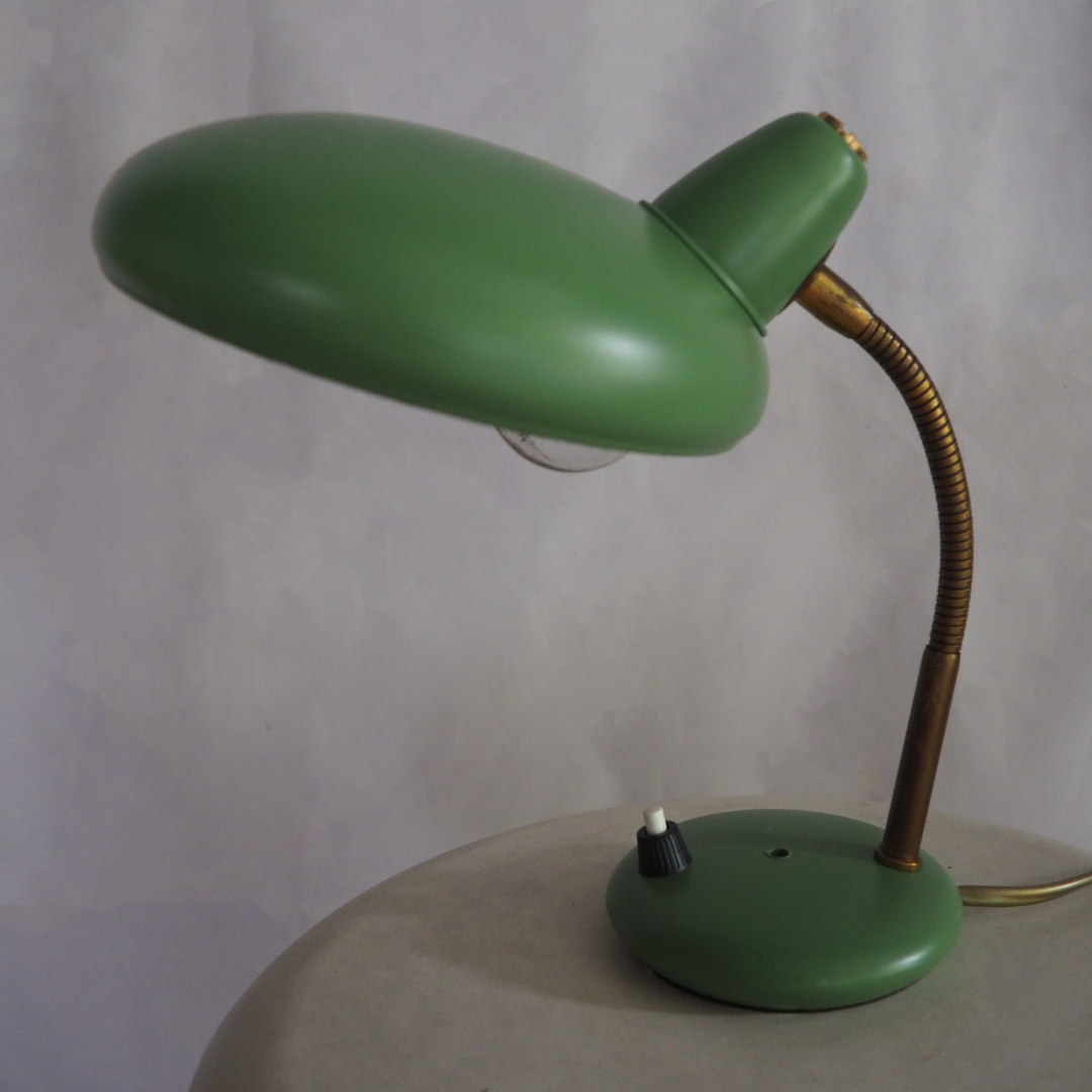 Art Deco Emerald Gooseneck Desk Lamp, 1920s-1930s