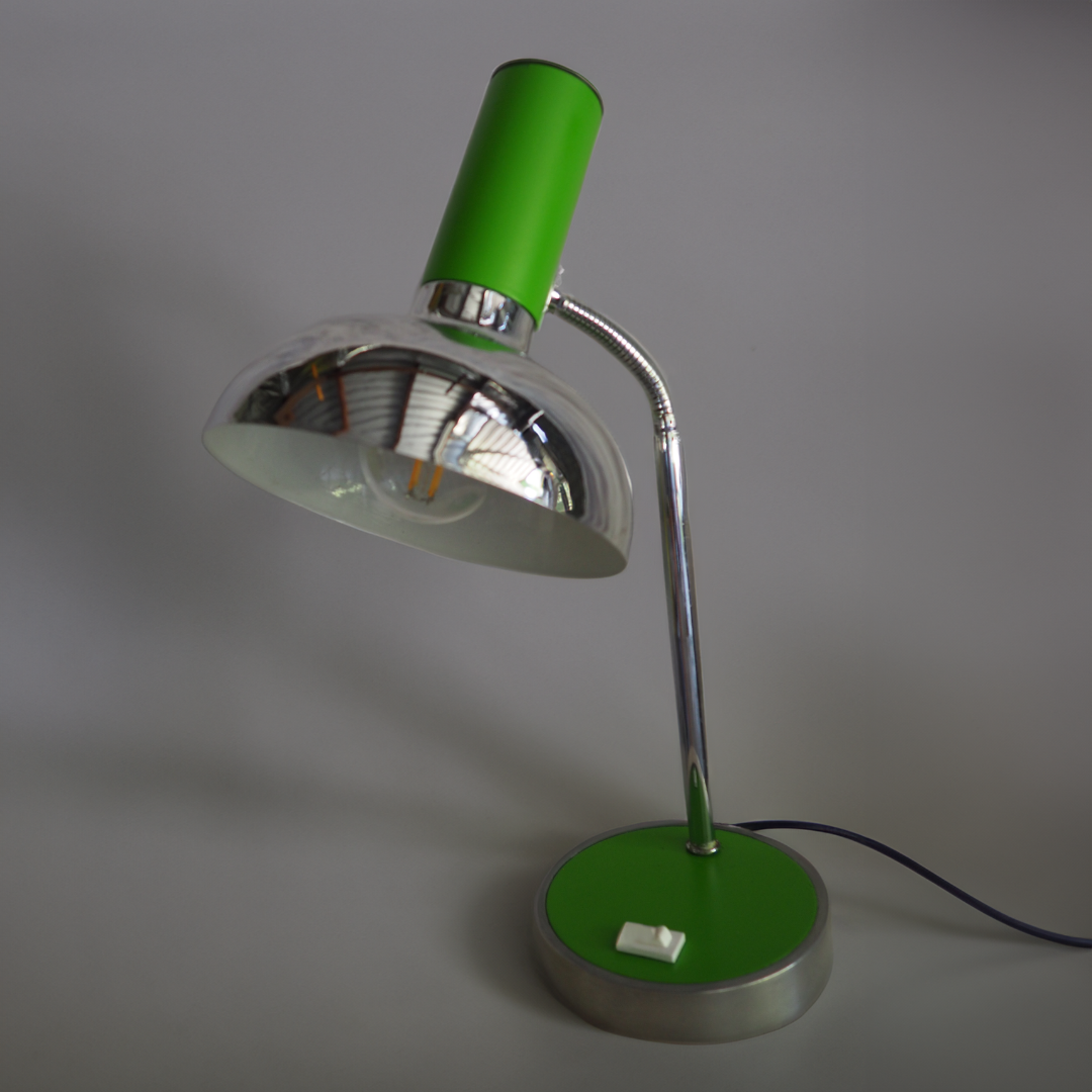 Mid-Century Chrome and Green Desk Lamp