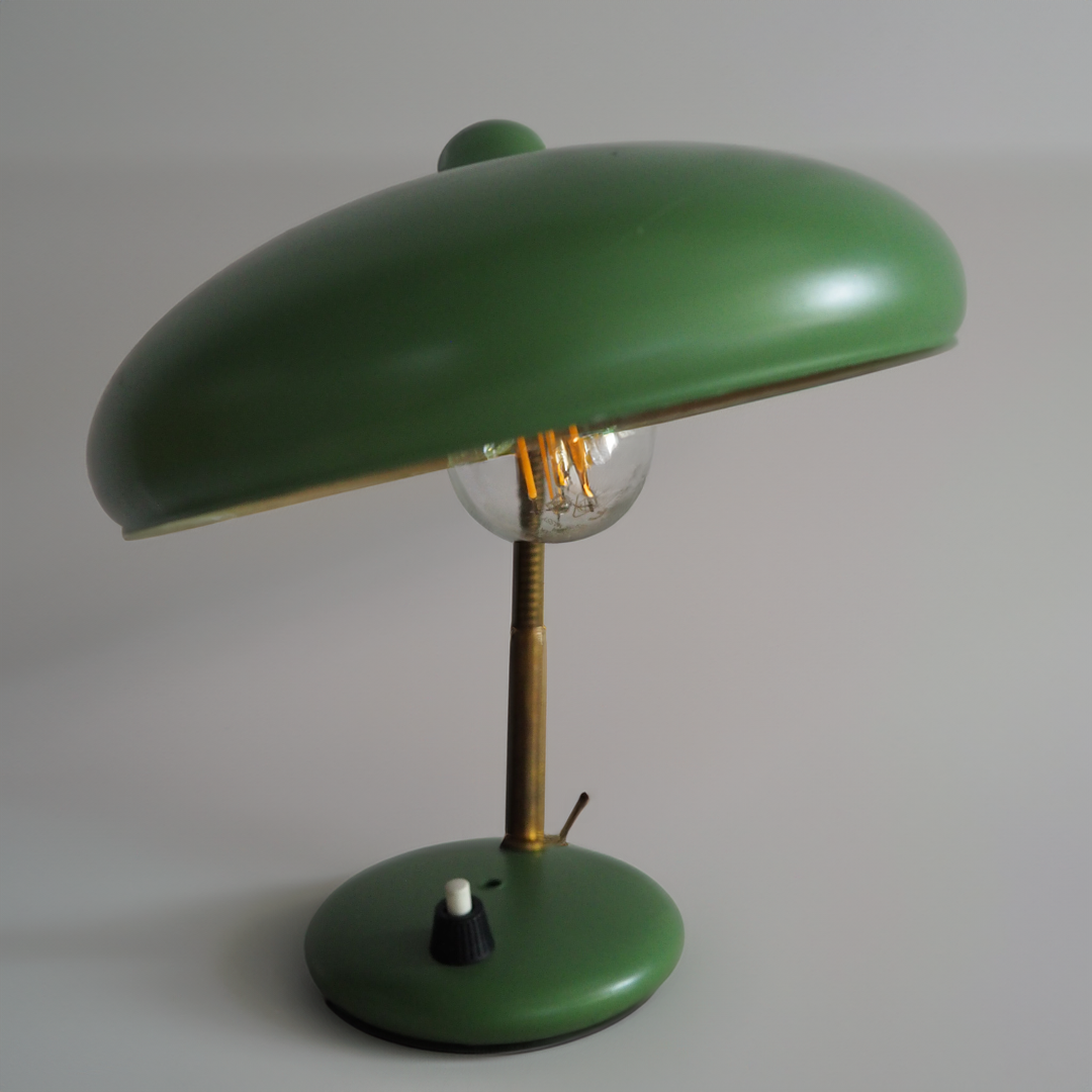 Art Deco Emerald Gooseneck Desk Lamp, 1920s-1930s