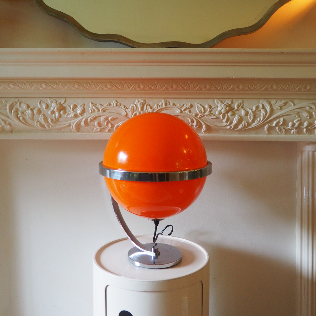 Guzzini-Style Orange Globe Table Lamp