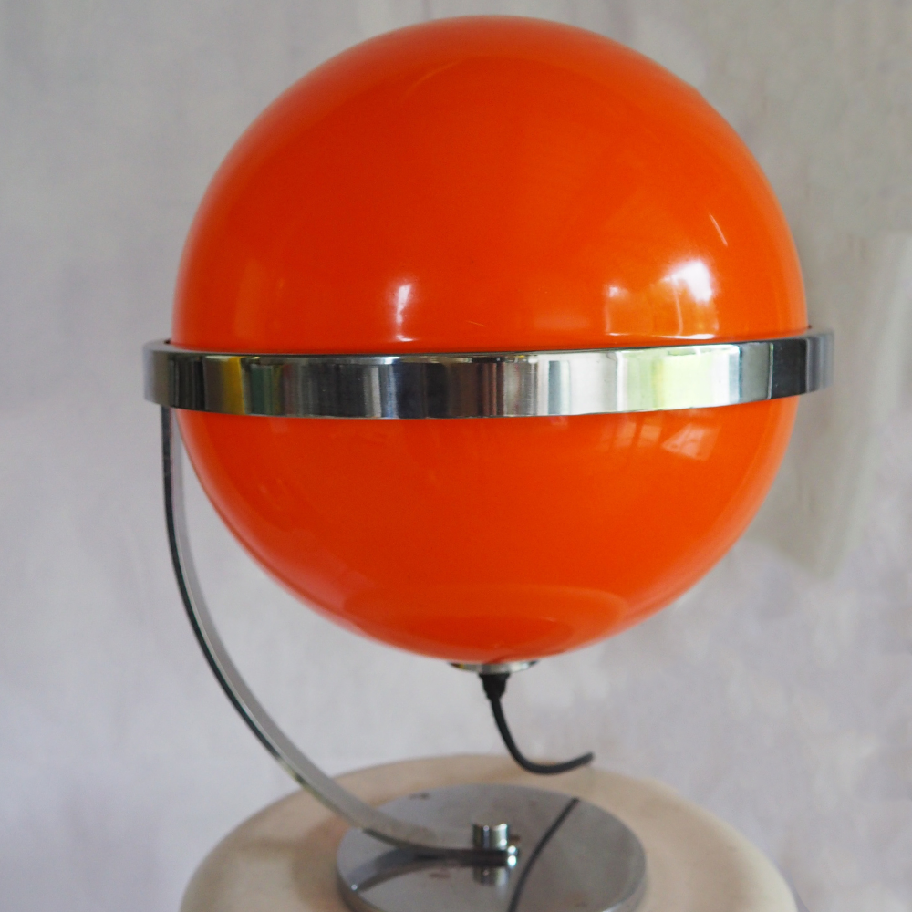 Guzzini-Style Orange Globe Table Lamp