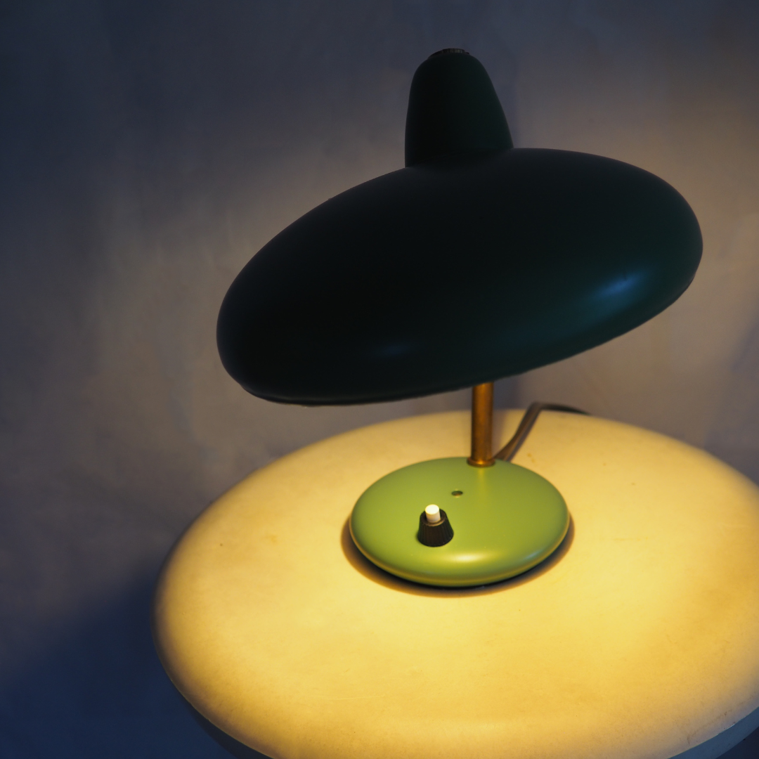 Art Deco Emerald Gooseneck Desk Lamp, 1920s-1930s