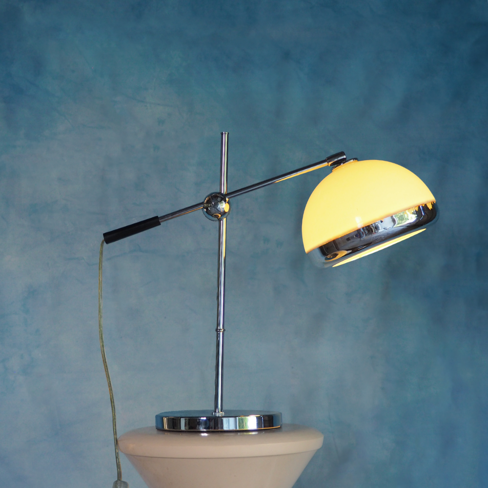 Chrome White Table Lamp