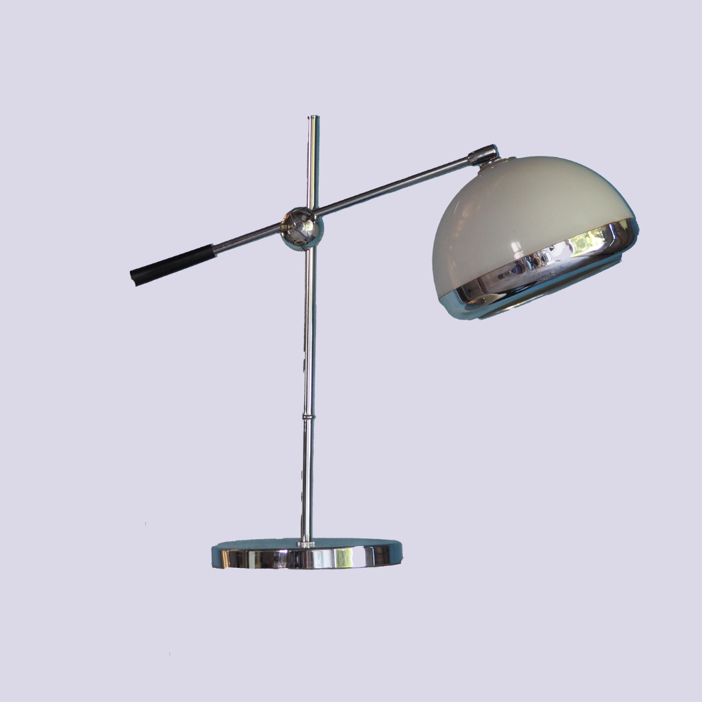 Leftover Loves Chrome White Table Lamp