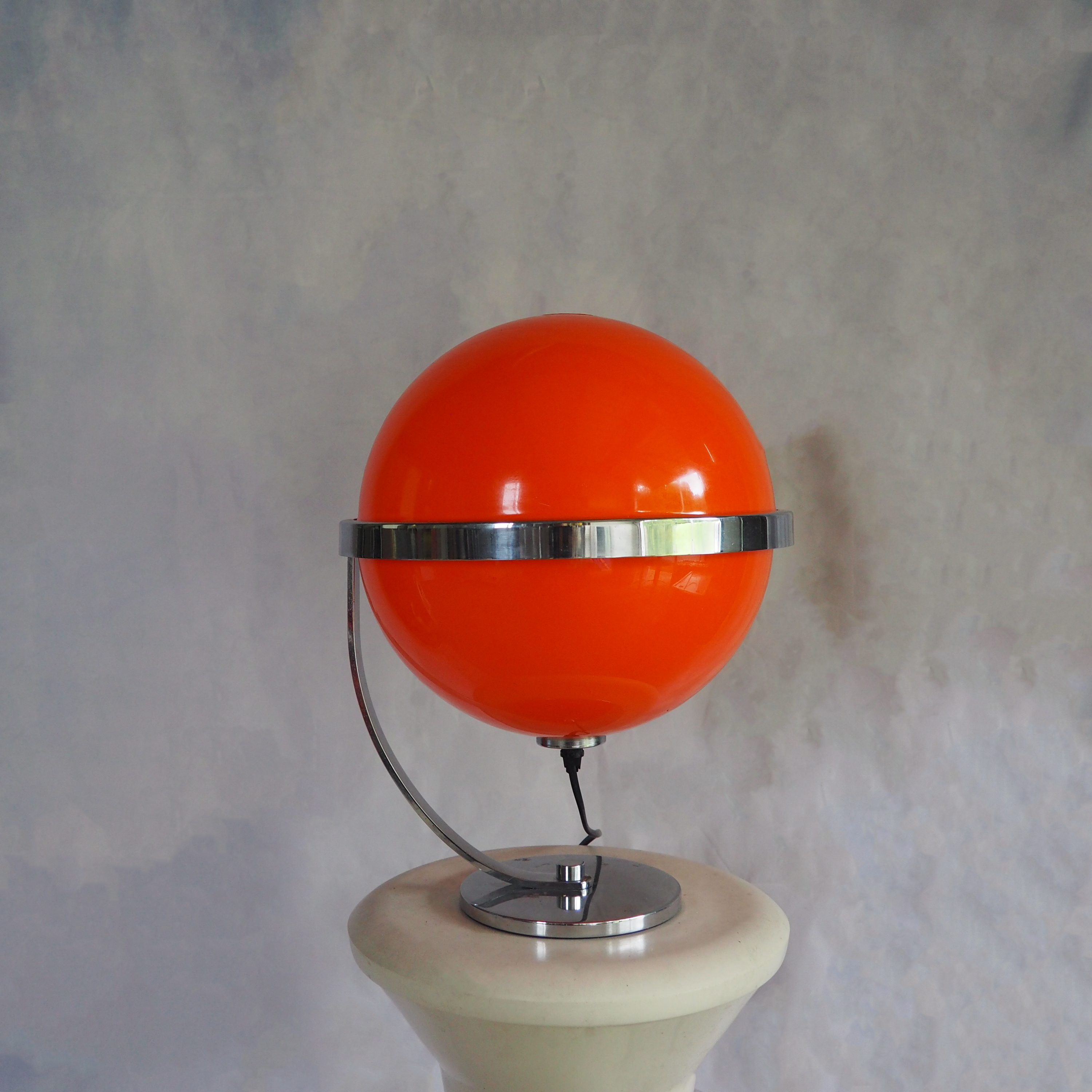 Guzzini-Style Orange Globe Table Lamp