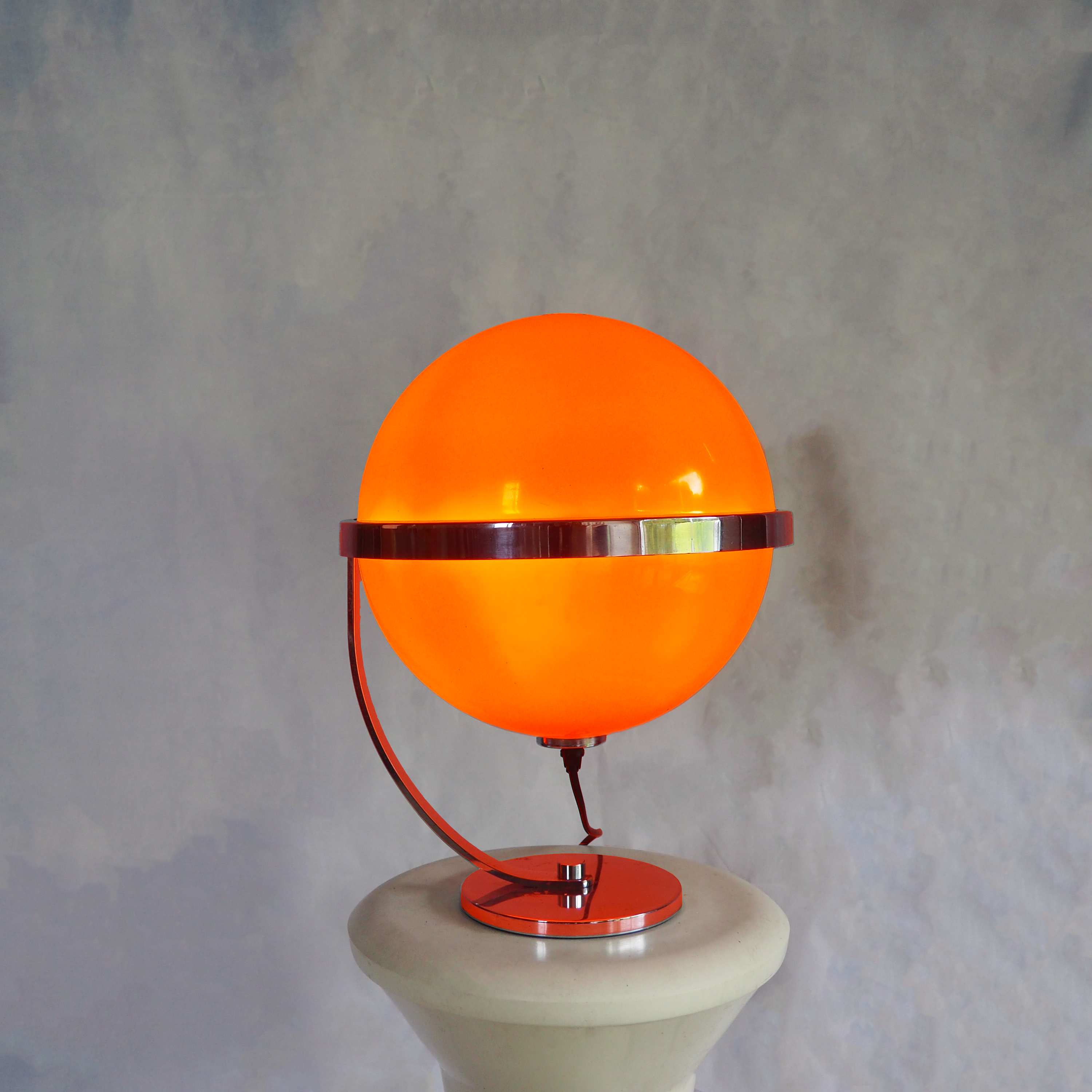 Guzzini-Style Orange Globe Table Lamp
