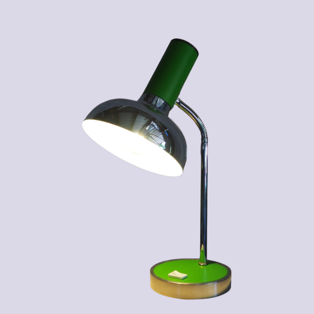 Leftover Loves Table Lamp Mid-Century Chrome and Green Desk Lamp