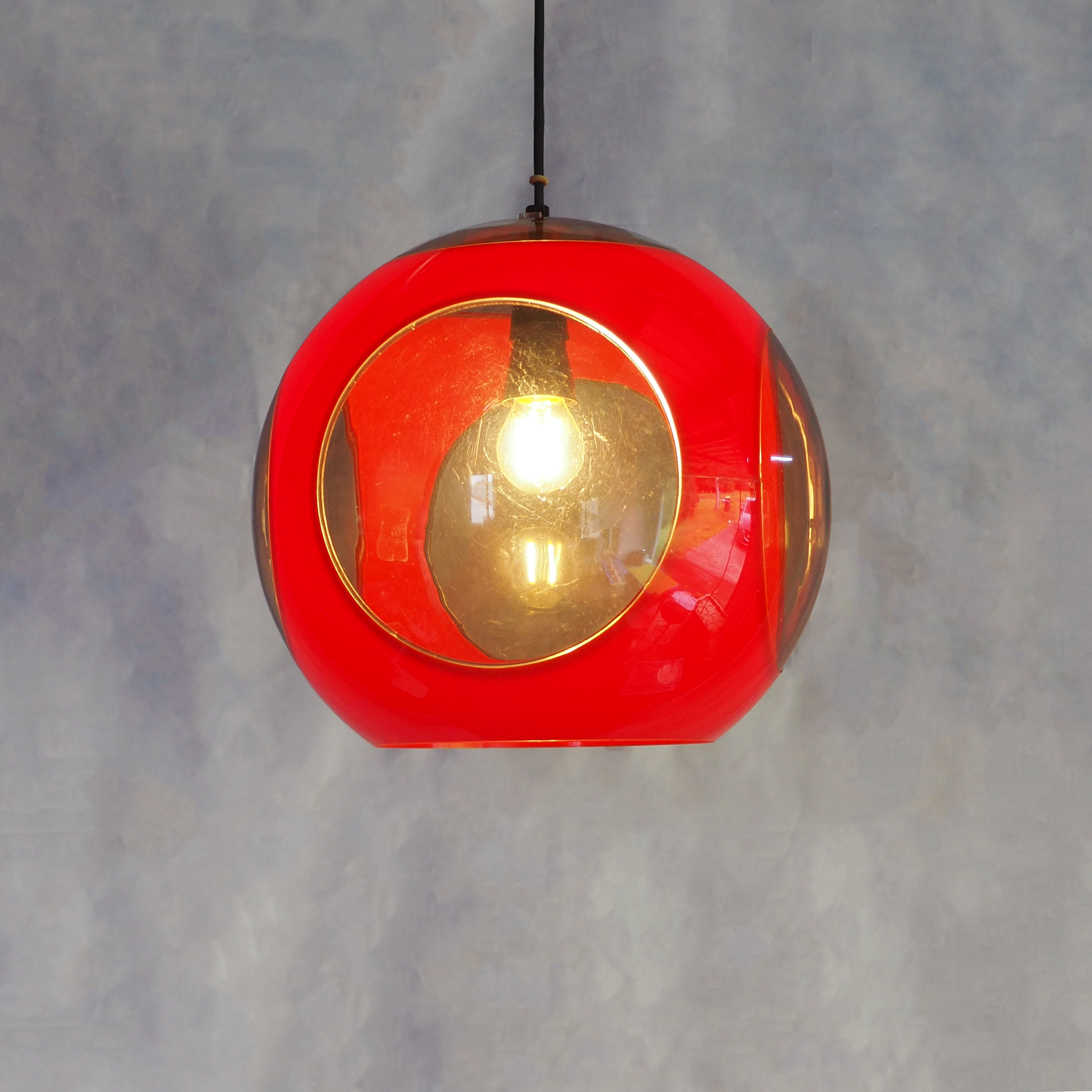 Massive Pendant Red Bug Eye Pendant Light by Luigi Colani