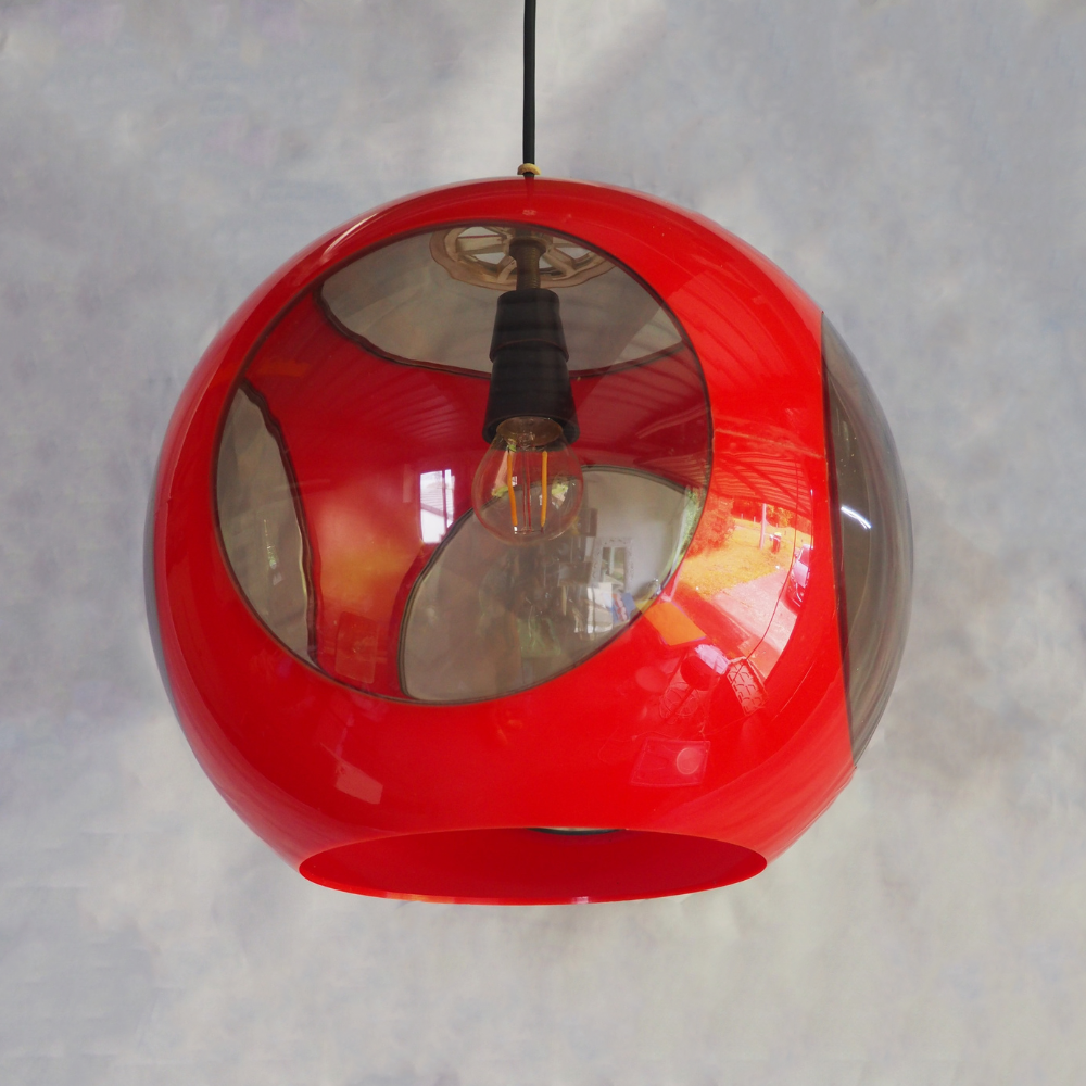 Massive Pendant Red Bug Eye Pendant Light by Luigi Colani