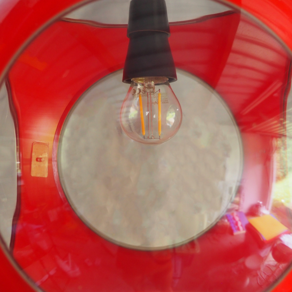 Massive Pendant Red Bug Eye Pendant Light by Luigi Colani