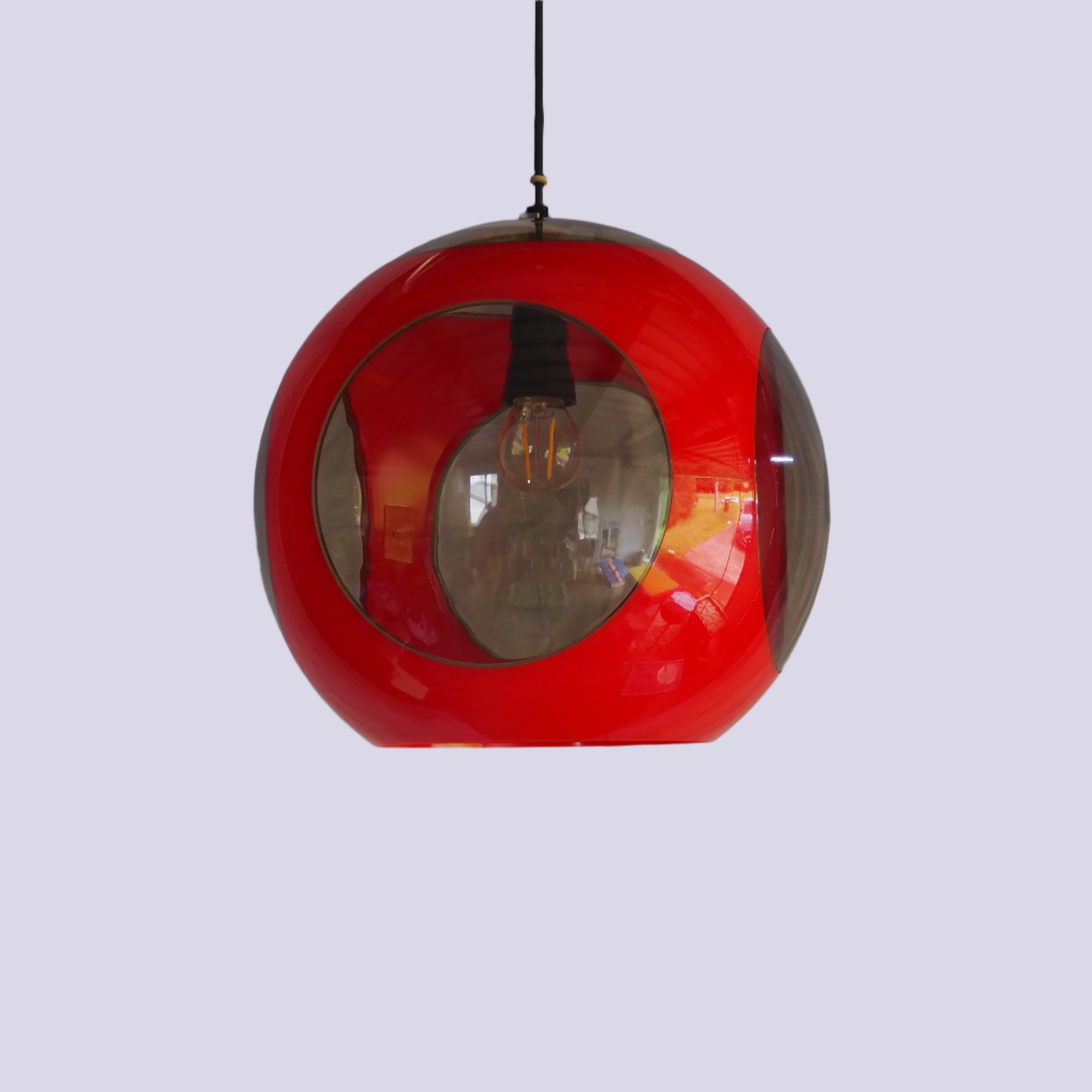 Massive Pendant Red Bug Eye Pendant Light by Luigi Colani