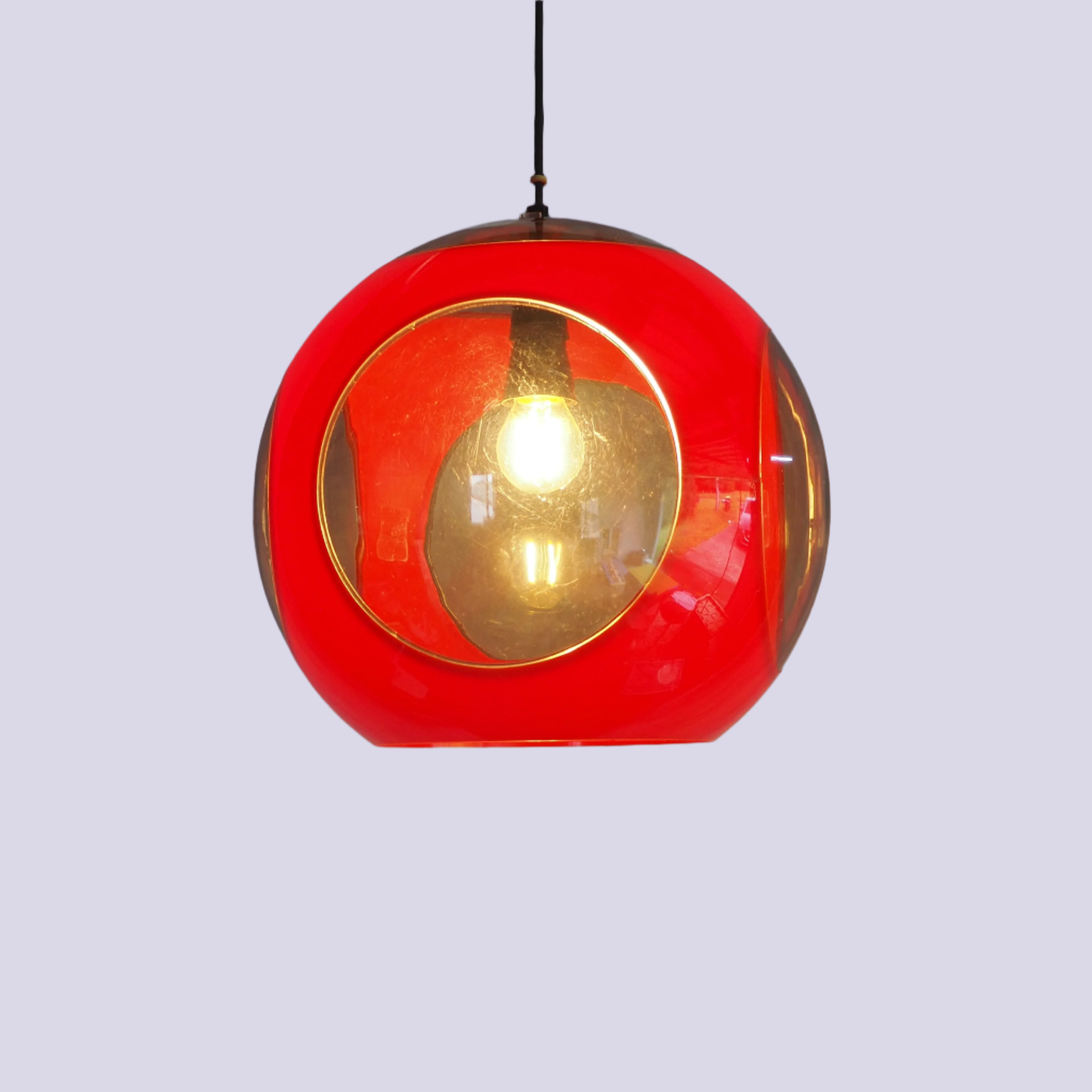 Massive Pendant Red Bug Eye Pendant Light by Luigi Colani