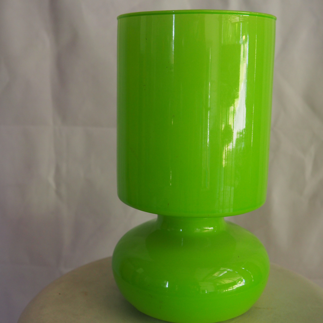 Leftover Loves Table Lamp Vintage Green Glass Lamp