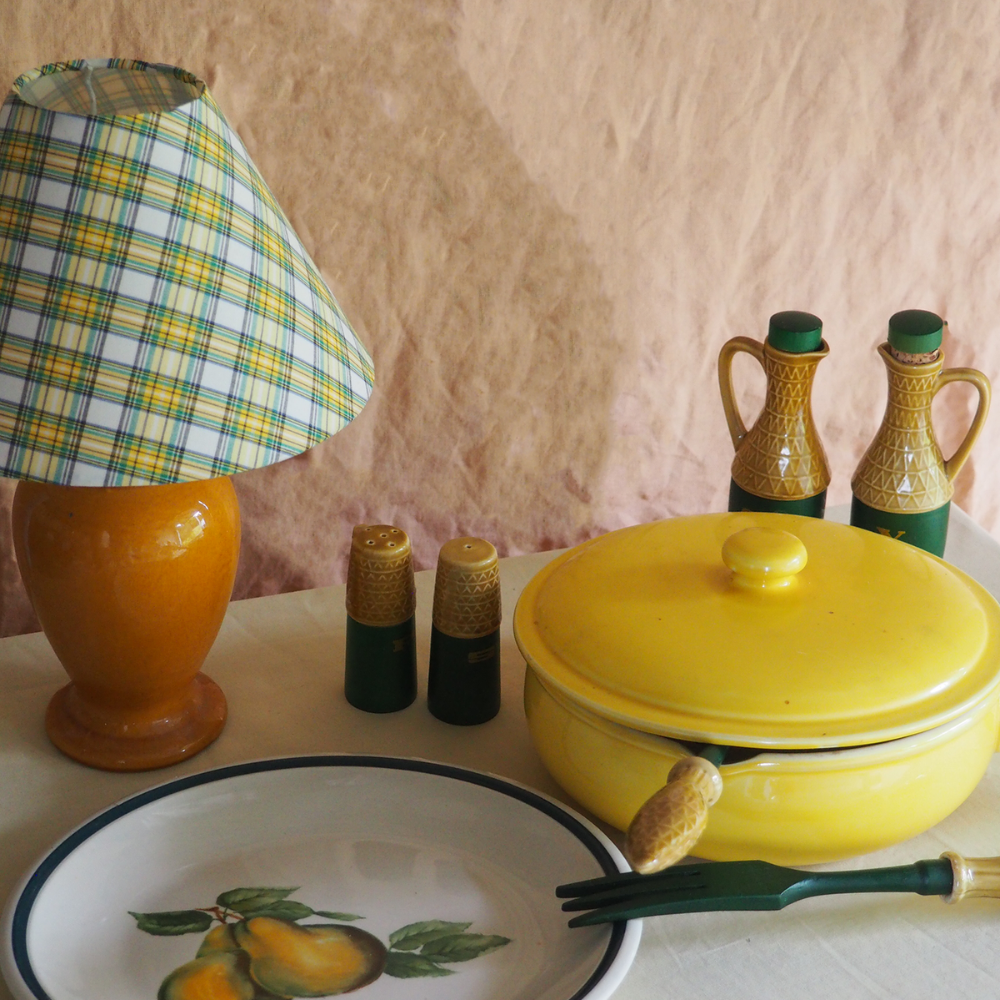 Leftover Loves Vintage Plaid Shade Table Lamp