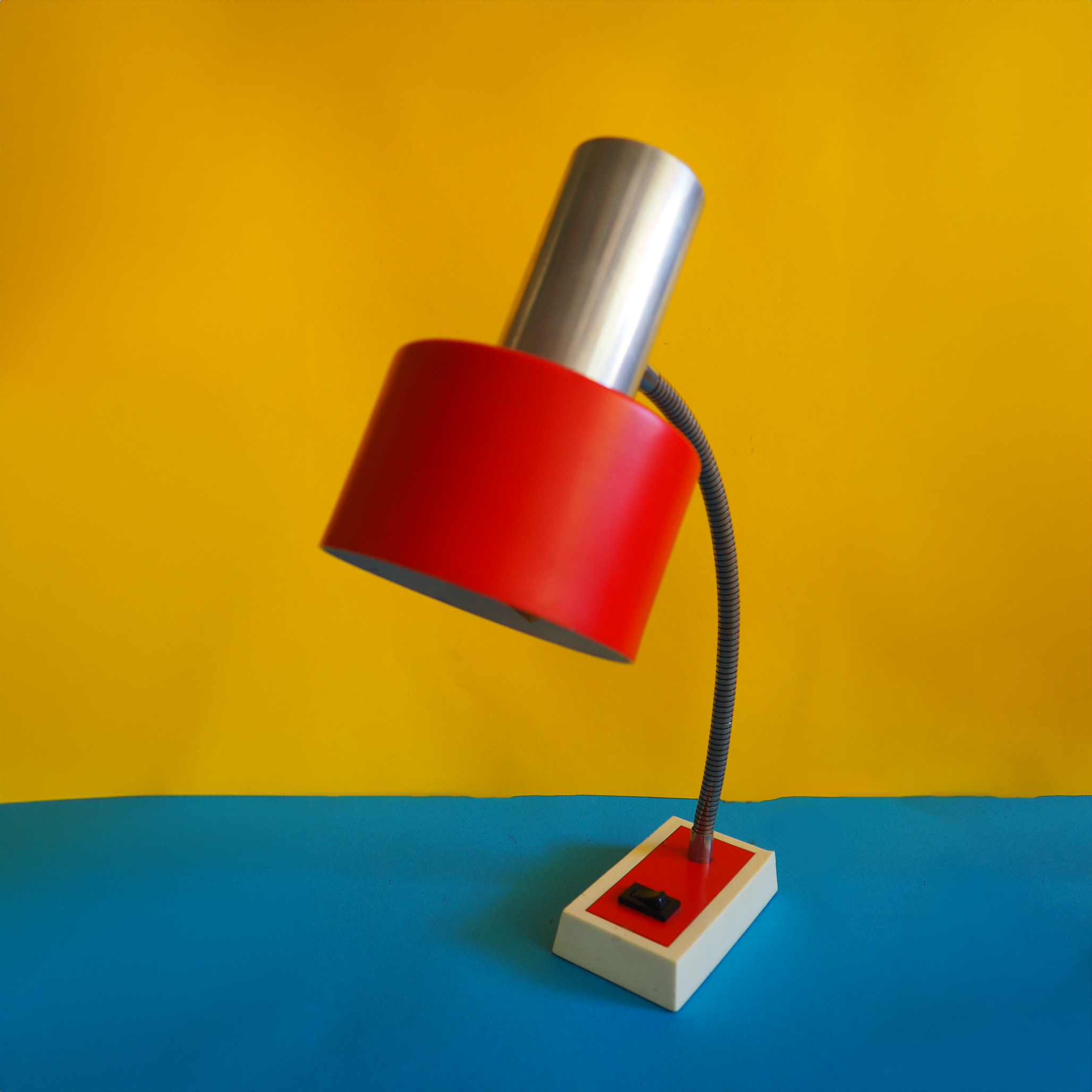 Leftover Loves Table Lamp Vintage Red & Chrome Desk Lamp