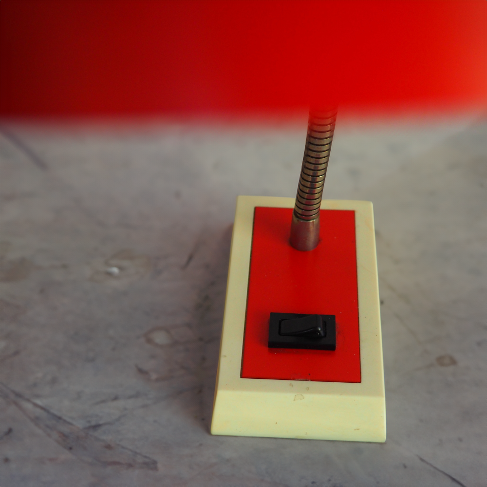 Leftover Loves Table Lamp Vintage Red & Chrome Desk Lamp
