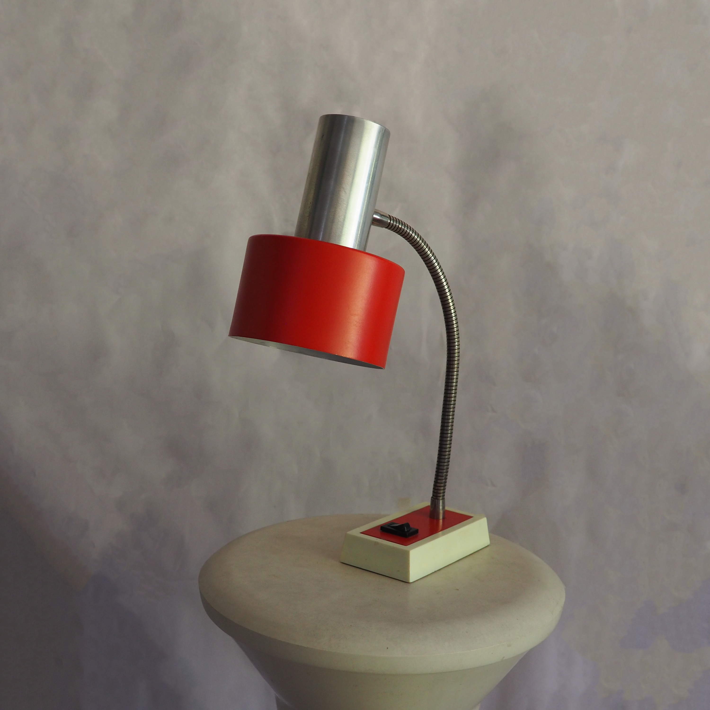Leftover Loves Table Lamp Vintage Red & Chrome Desk Lamp