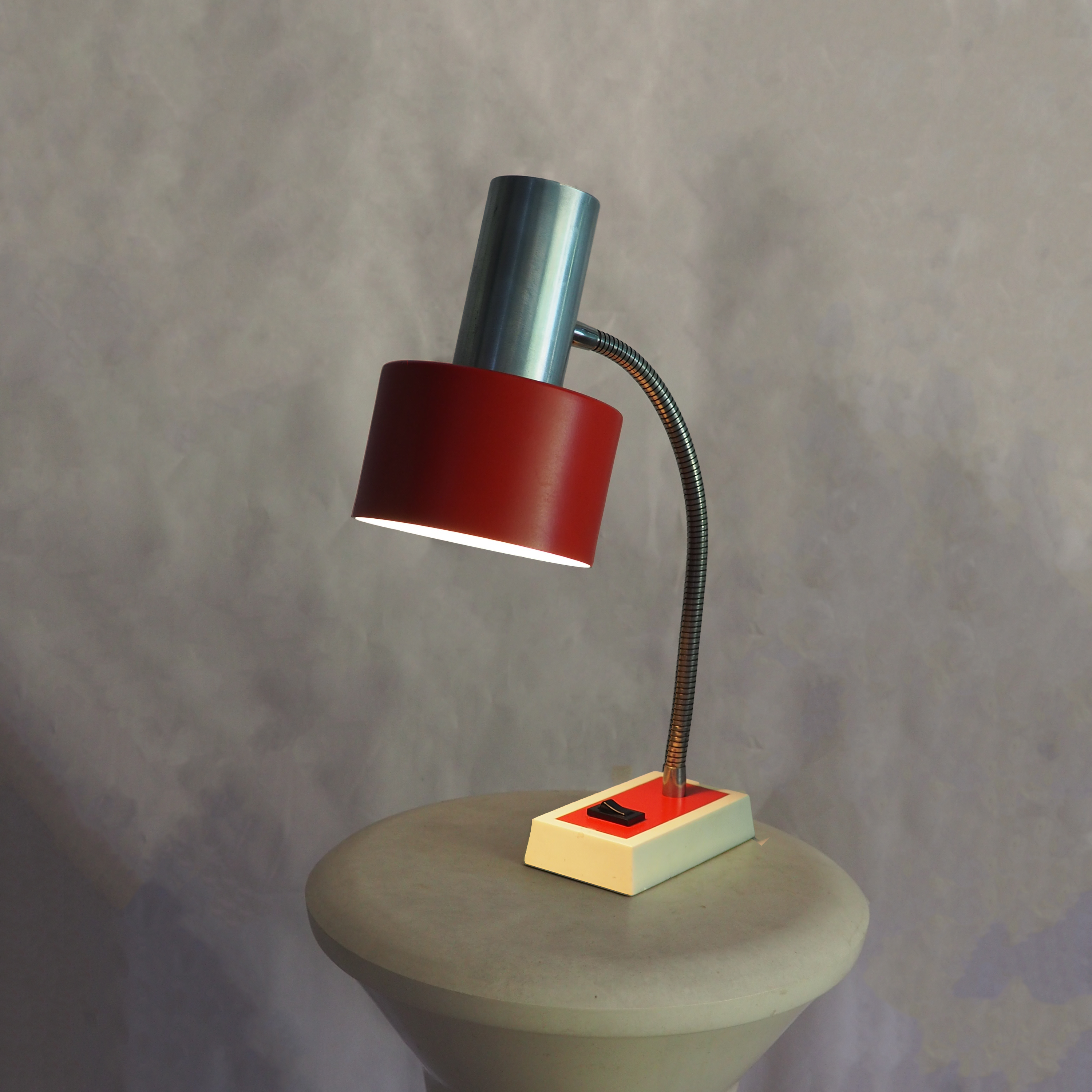 Leftover Loves Table Lamp Vintage Red & Chrome Desk Lamp