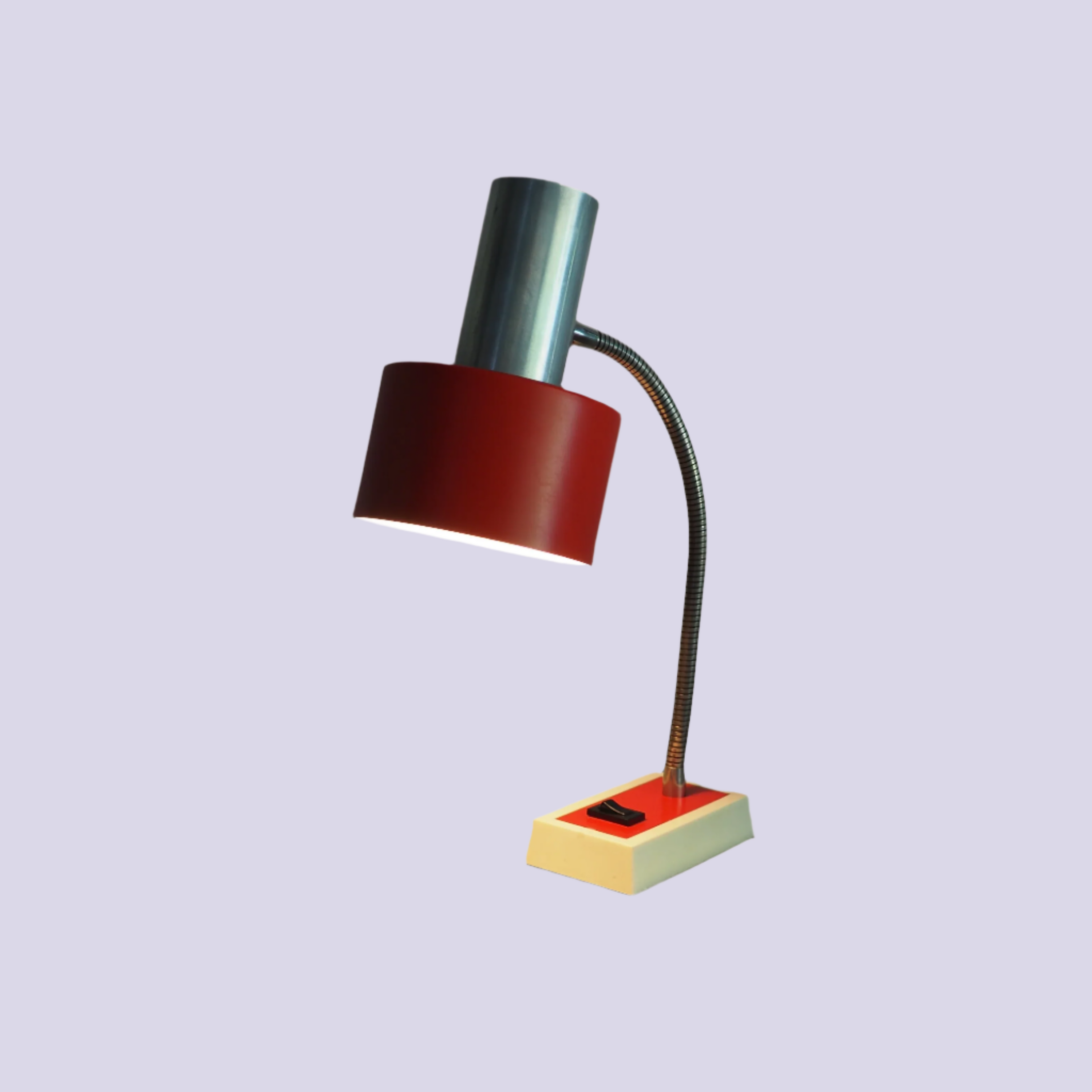 Leftover Loves Table Lamp Vintage Red & Chrome Desk Lamp