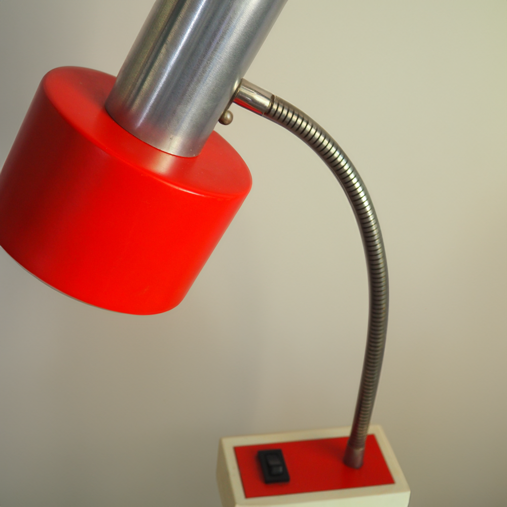 Leftover Loves Table Lamp Vintage Red & Chrome Desk Lamp