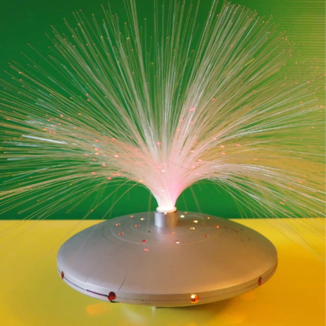 Leftover Loves Table Lamp Vintage Rotating Fibre Optic UFO Lamp