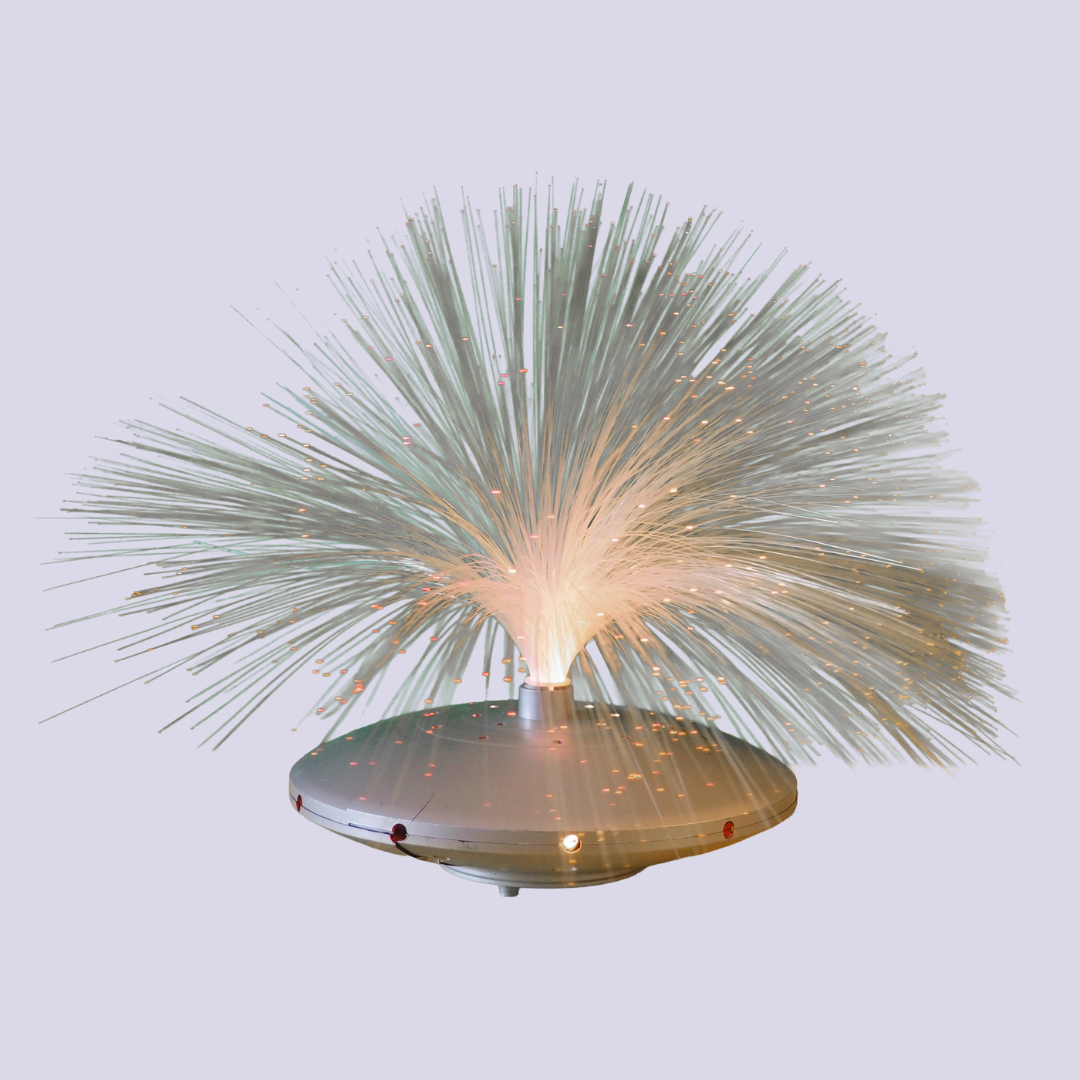 Leftover Loves Table Lamp Vintage Rotating Fibre Optic UFO Lamp
