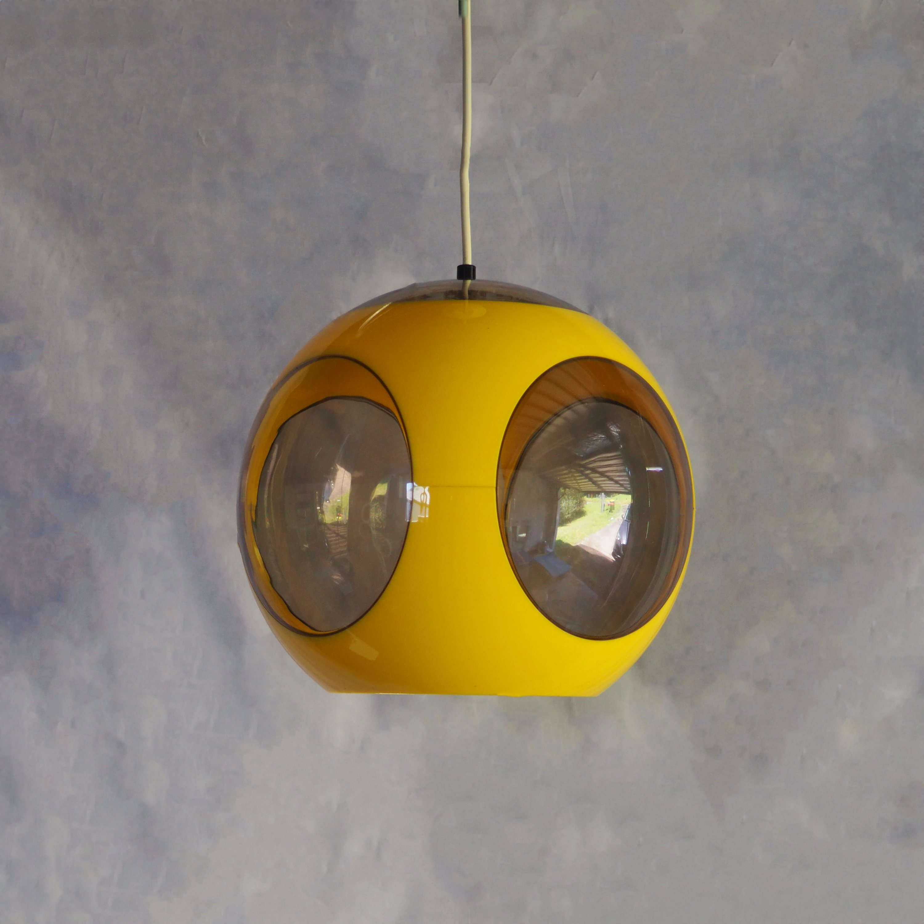 Massive Pendant Yellow Bug Eye Pendant Light by Luigi Colani