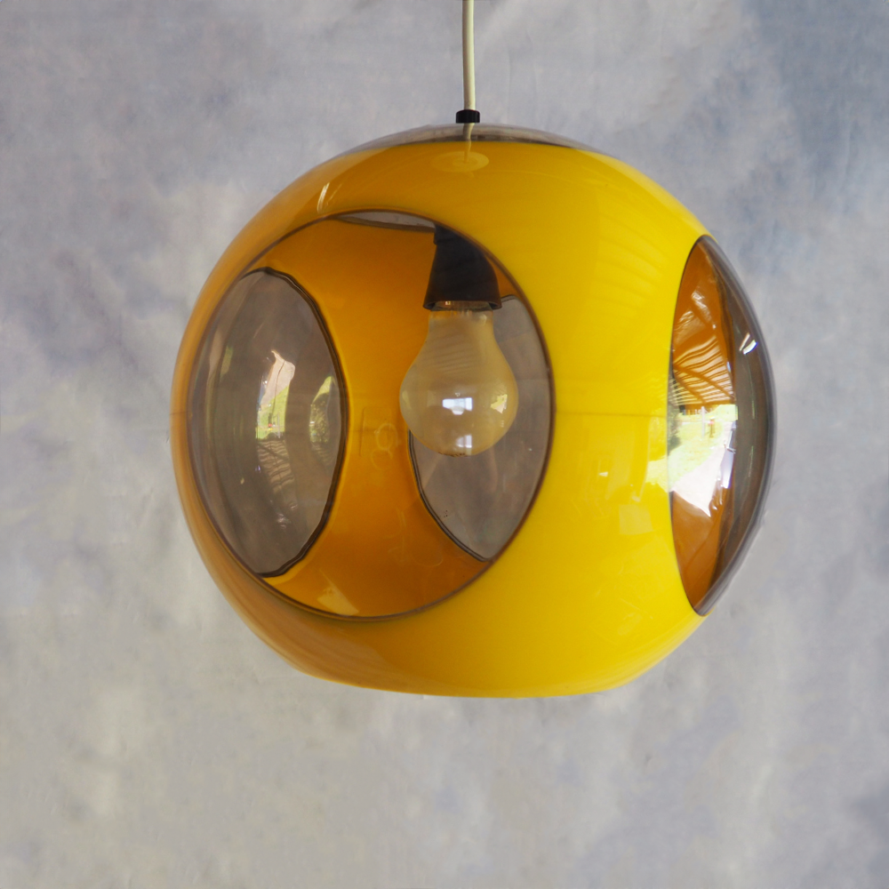 Massive Pendant Yellow Bug Eye Pendant Light by Luigi Colani