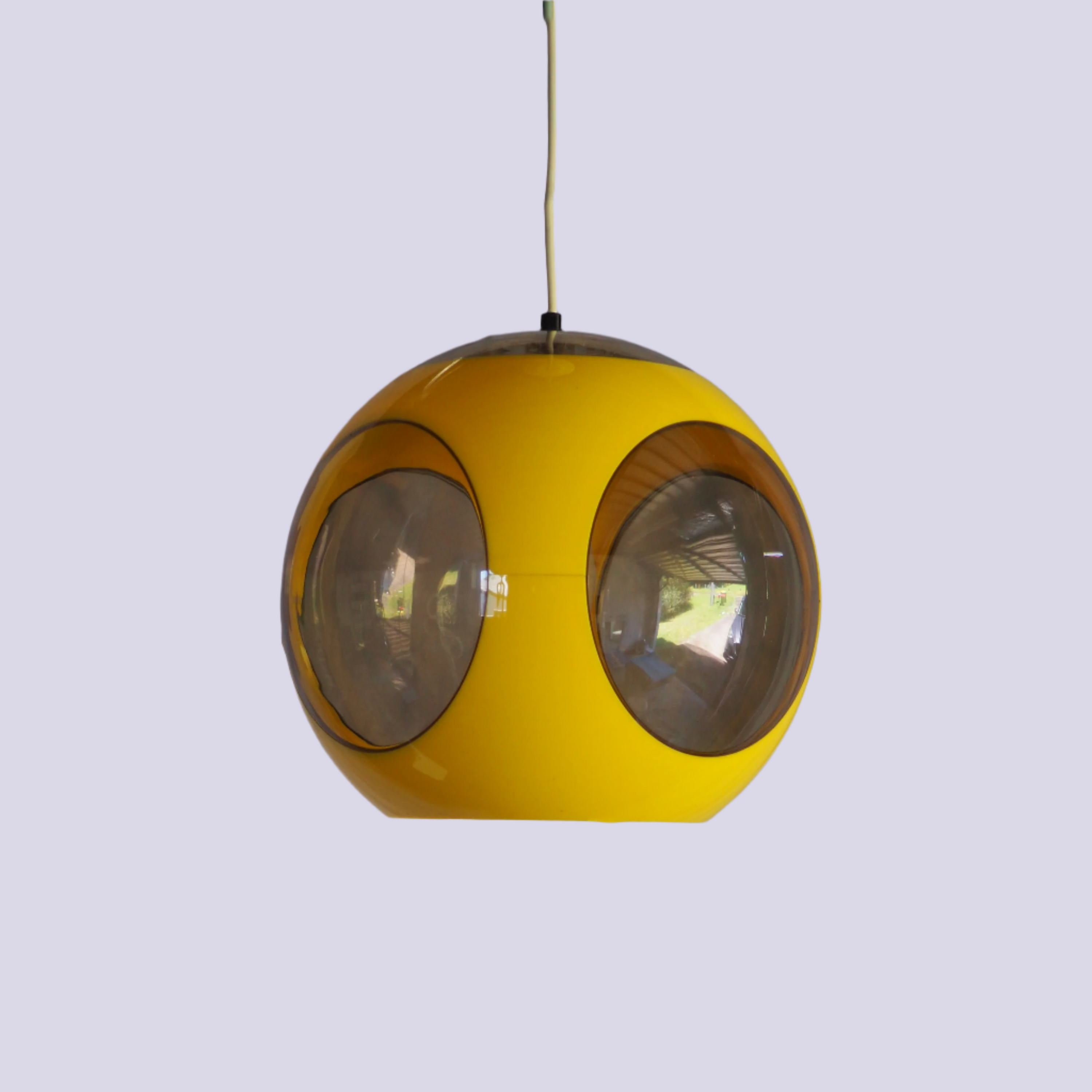 Massive Pendant Yellow Bug Eye Pendant Light by Luigi Colani